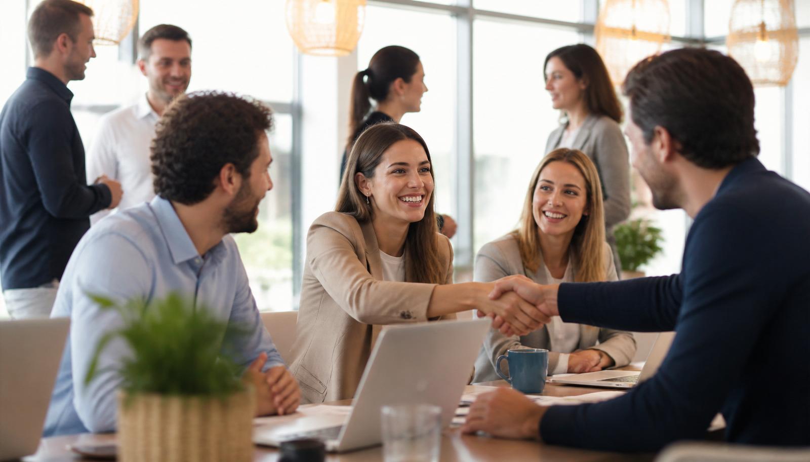 Empresas colaborando en una reunión de negocios